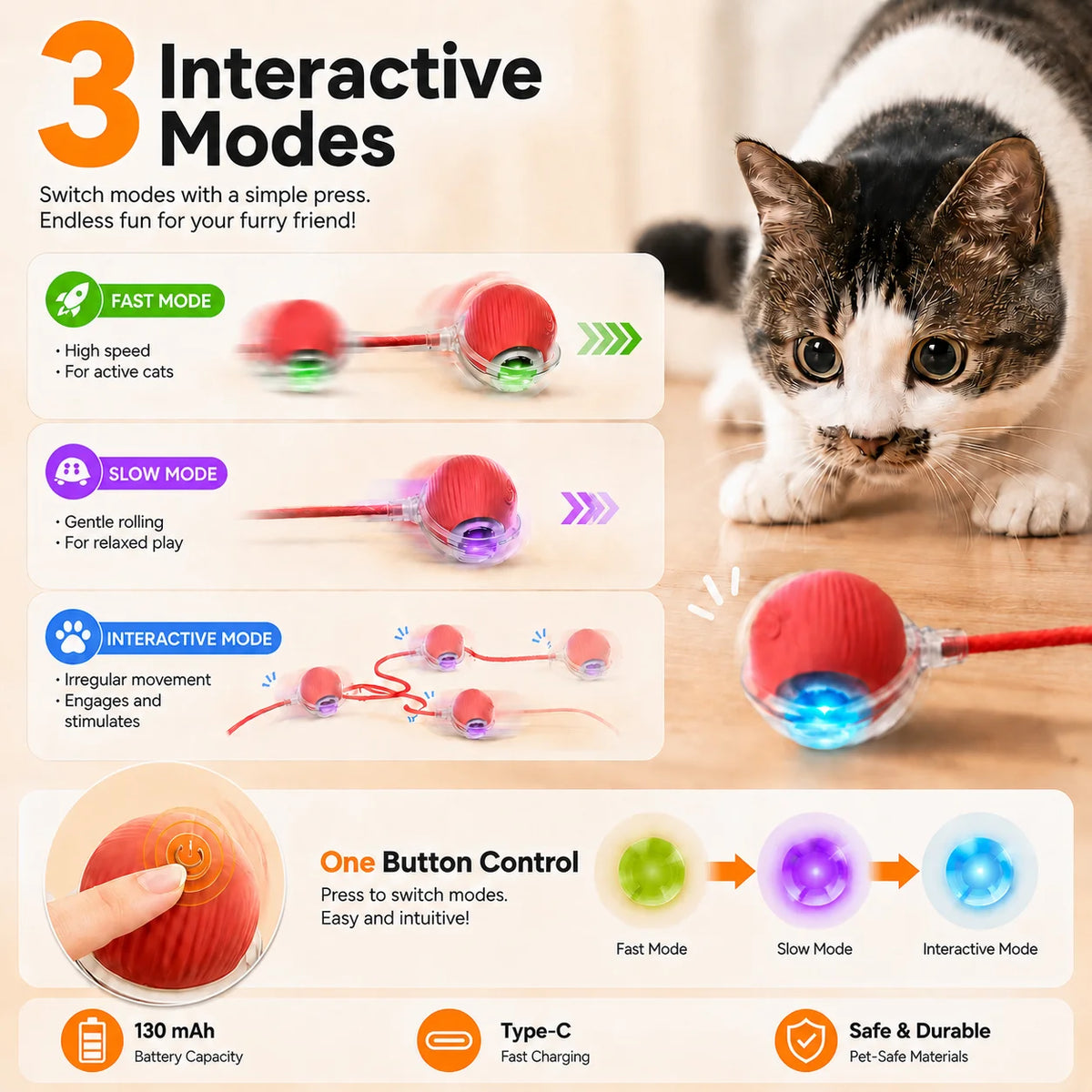 Interactive Ball Toy - Automatic Rolling