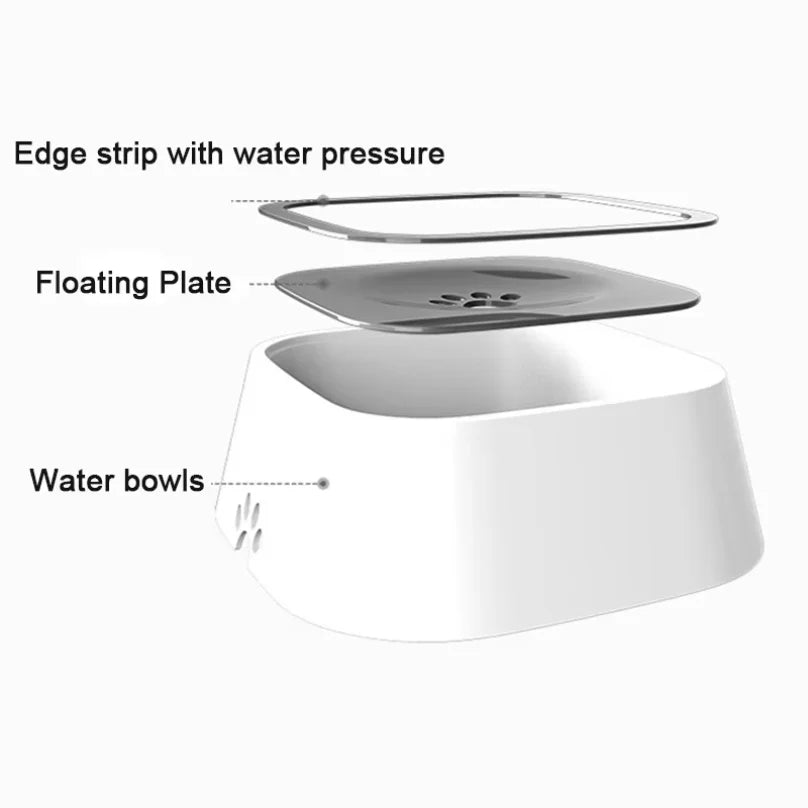 Anti-Spill Floating Water Bowl for Dogs & Cats - 1L